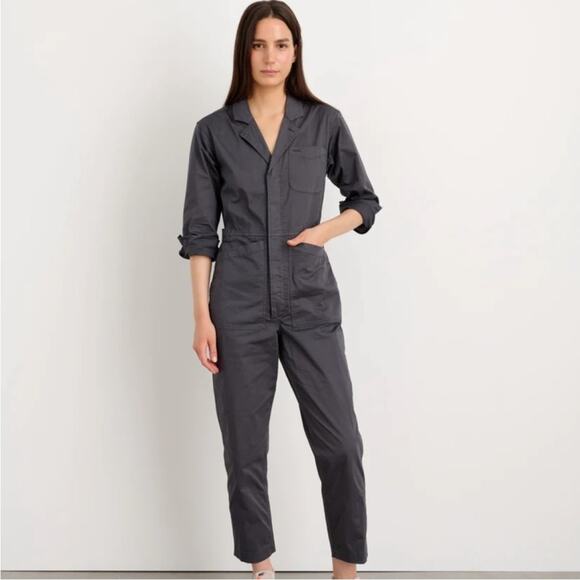NWT Alex Mill Standard Jumpsuit Iron Grey Cotton Twill Womens Size L - Picture 4 of 11